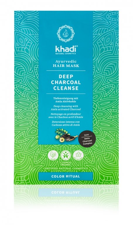 vlasová maska Khadi Hloubkové čištění akt. uhlím 50 g