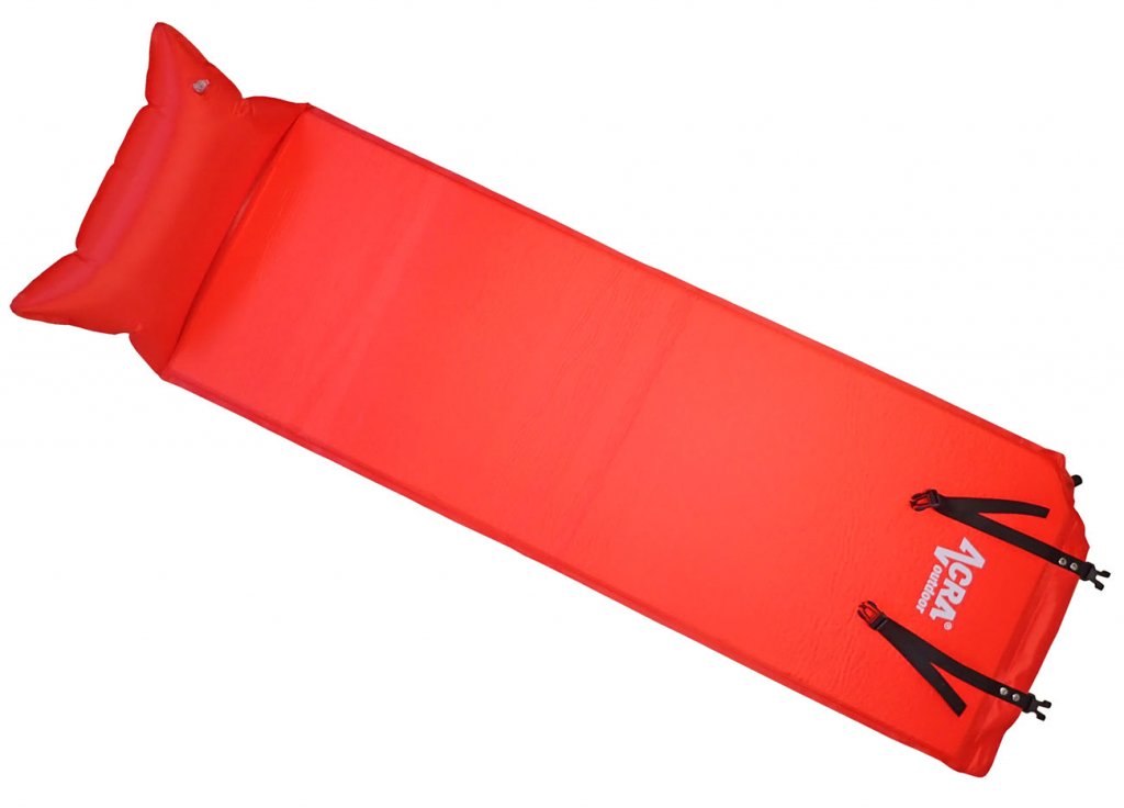 Acra matrace samonafukovací s podhlavníkem 2,5cm červená