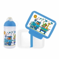 set R&B box a lahev Vláček se zvířátky 500ml