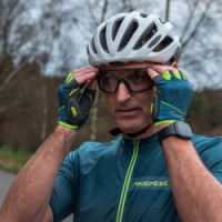 rukavice cyklistické Progress SOLAR MITTS petrol/limetkové