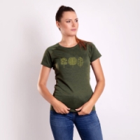 triko krátké dámské Progress VINKA TREES merino vínový melír