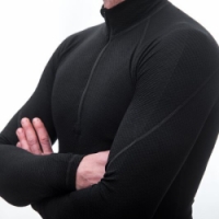 triko dlouhé pánské SENSOR MERINO DOUBLE FACE zip černé