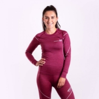 triko dlouhé dámské Progress NDRZ merino vínový melír