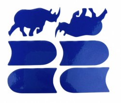 samolepky reflexní ShamanRacing set nosorožec 6ks modré