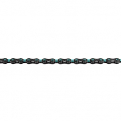 řetěz KMC DLC11 tyrkysovo-černá 118čl. BOX