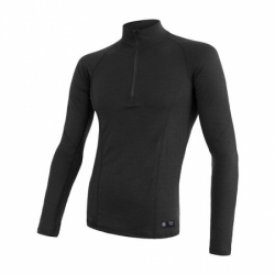 triko dlouhé pánské SENSOR MERINO DOUBLE FACE zip černé