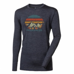 triko dlouhé pánské Progress LOKI LANDSCAPE merino šedý melír