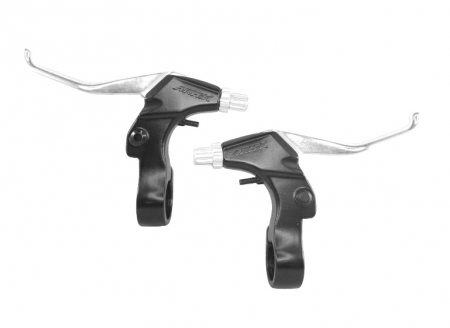 brzdové páky 4RACE V-brzdy Al černo-stříbrné 3-prsté