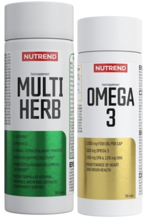 sada tablety Nutrend Multiherb caps 90 kapslí + Omega 3 60 kapslí