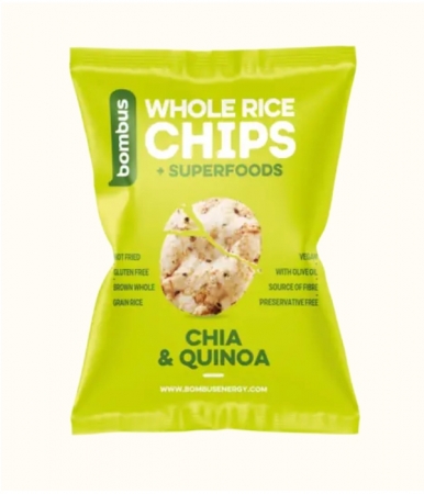 chipsy rýžové Bombus 60g chia+quinoa celozrnné exp. 03/26