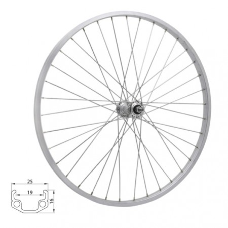 kolo zapletené 28" 622-19 přední 36 děr stříbrné Union/CnSpoke