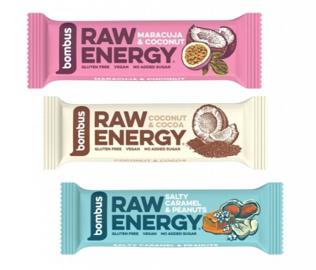 tyčinka Bombus Raw Energy multipack 3x50g maracuja+kokos+sl. karamel