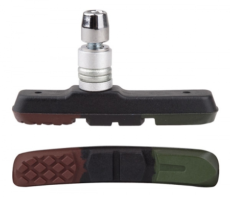 Brzdové špalíky PRO-T V-brake třísměsová Color (10párů) hnědo-černo-zelená