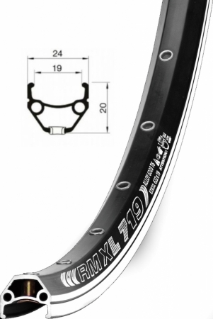 ráfek REMERX DRAGON 719 V-brake 622x19 32děr černý nýt