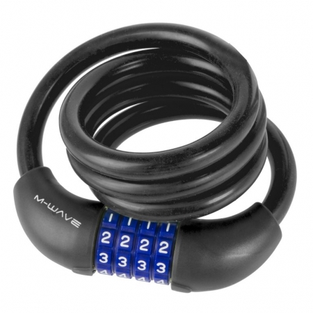 zámek M-Wave 12x1000mm silikonový kodový černý