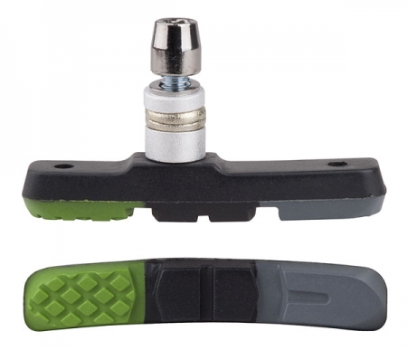 Brzdové špalíky PRO-T V-brake třísměsová Color (10párů) zeleno-černo-šedá