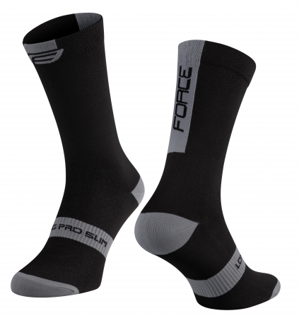ponožky FORCE LONG PRO SLIM, černo-šedé L-XL/42-46