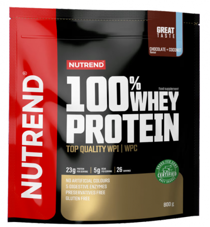 nápoj Nutrend 100% WHEY PROTEIN 800g čokoláda+kokos