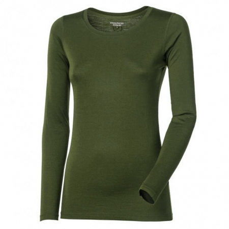 triko dlouhé dámské Progress ORIGINAL merino khaki melír