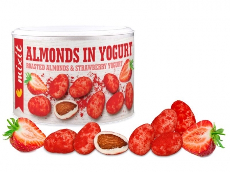 mandle v jogurtu s jahodovým prachem Mixit 240g