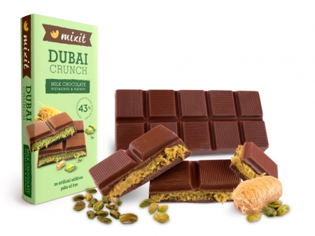 čokoláda Mixit Dubajská s pistáciovou náplní 70g