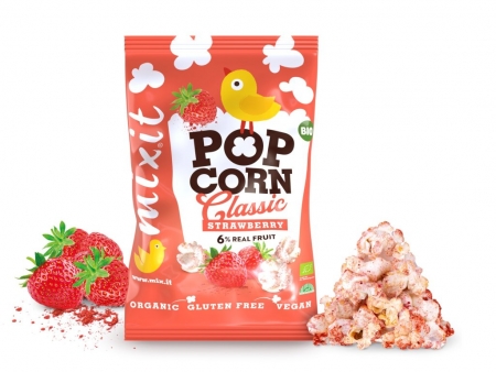 velký BIO popcorn - jahoda Mixit 75g