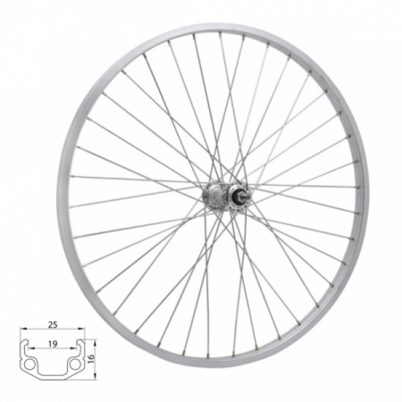 kolo zapletené 28" 622-19 zadní 36 děr stříbrné Union/CnSpoke