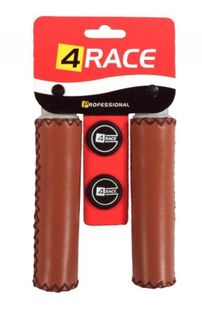 gripy 4RACE hnědé imitace kůže 130mm
