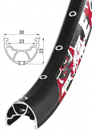 ráfek REMERX JUMBO 406x23 36děr černý 2nýt