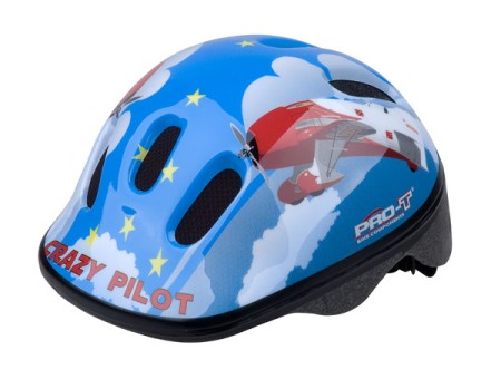 Přilba PRO-T Fafe dětská modrá, Crazy pilot
