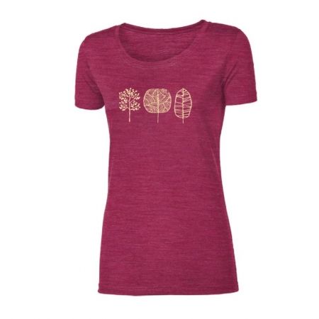 triko krátké dámské Progress VINKA TREES merino vínový melír