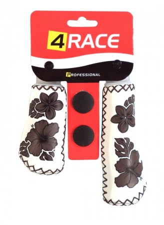 gripy 4RACE bílo-hnědé imitace kůže květy 135+95mm