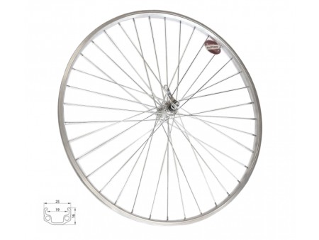 kolo zapletené 28" 622-19 přední RU 36 děr stříbrné Union/CnSpoke