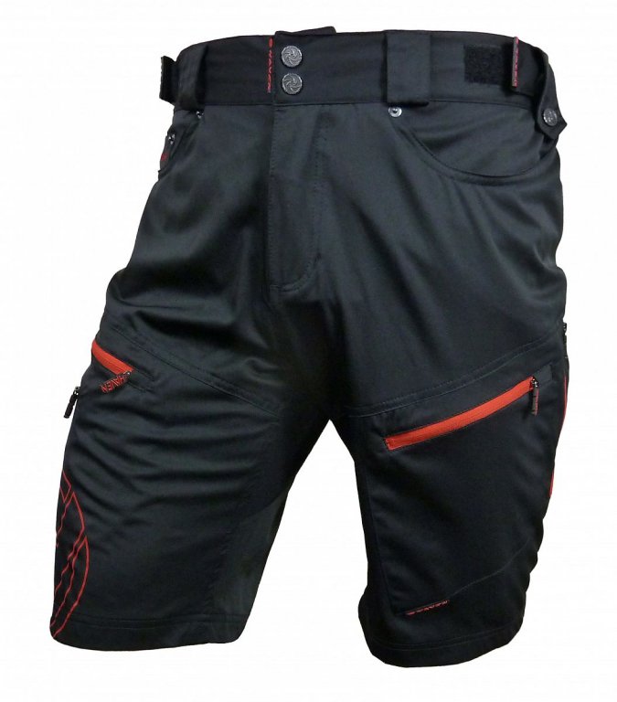 kalhoty krátké pánské HAVEN NAVAHO SLIMFIT černo/červené s cyklovložkou XL